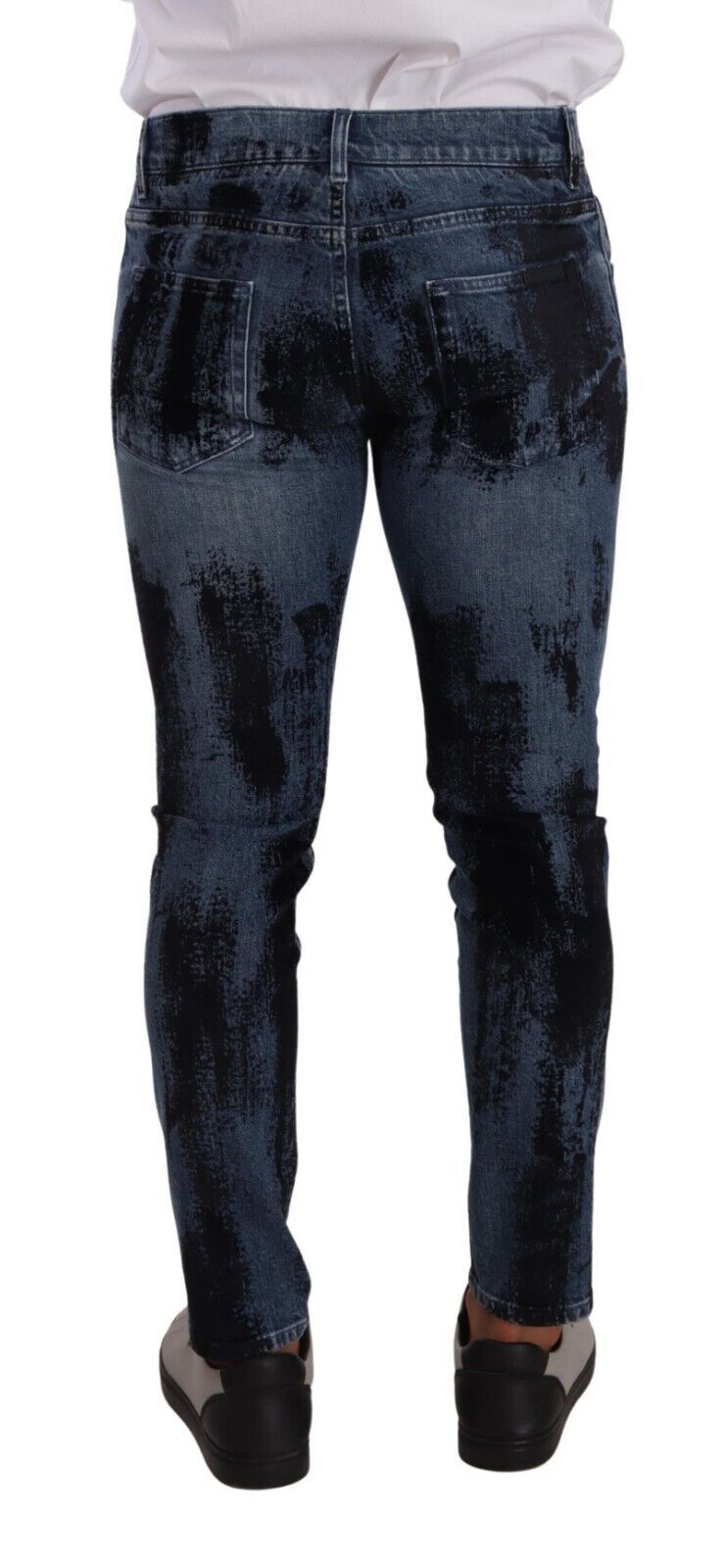 New Dolce & Gabbana Blue Black Cotton Skinny Denim Jeans