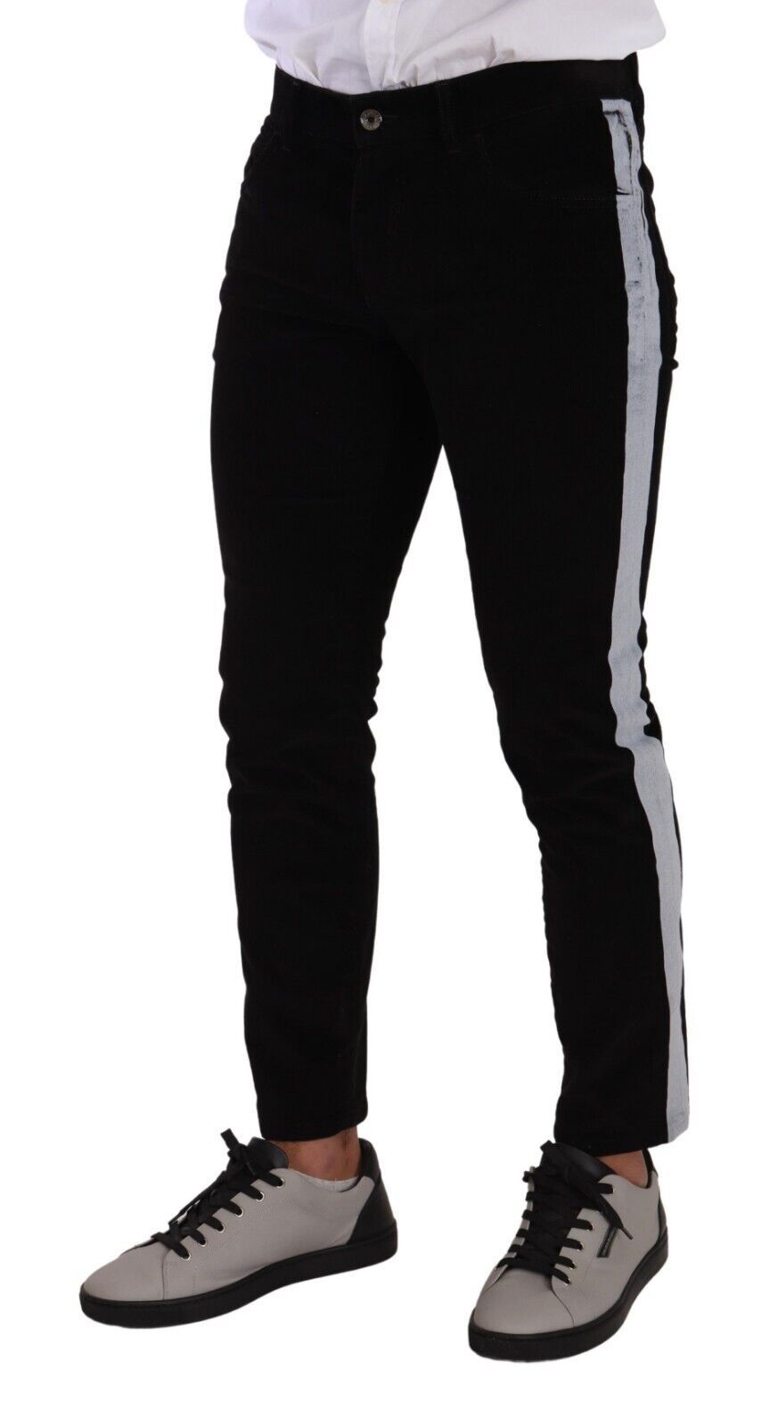 New Dolce & Gabbana Black Cotton Stretch Skinny Corduroy Jeans