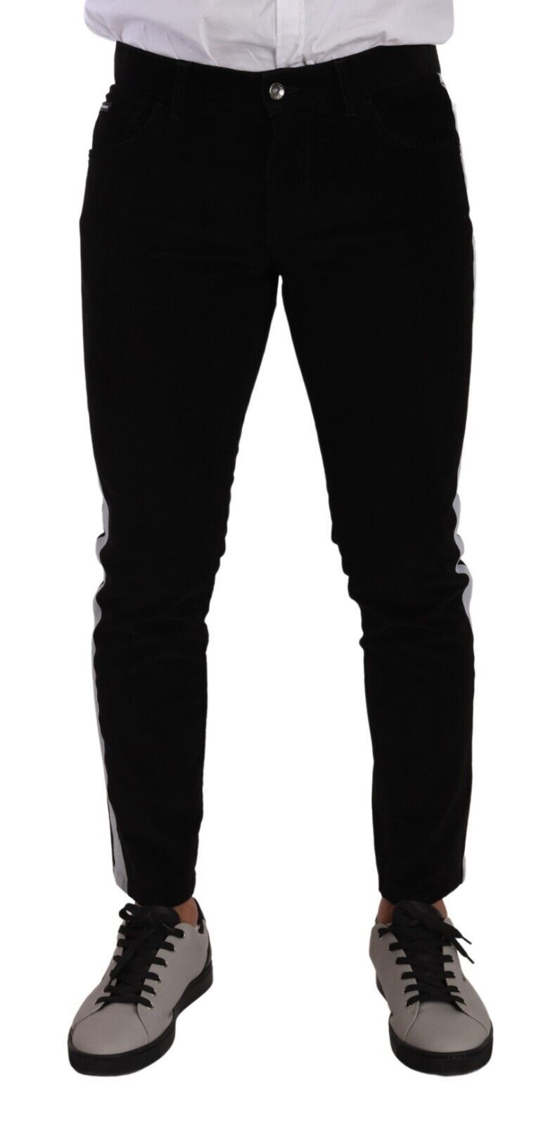 New Dolce & Gabbana Black Cotton Stretch Skinny Corduroy Jeans