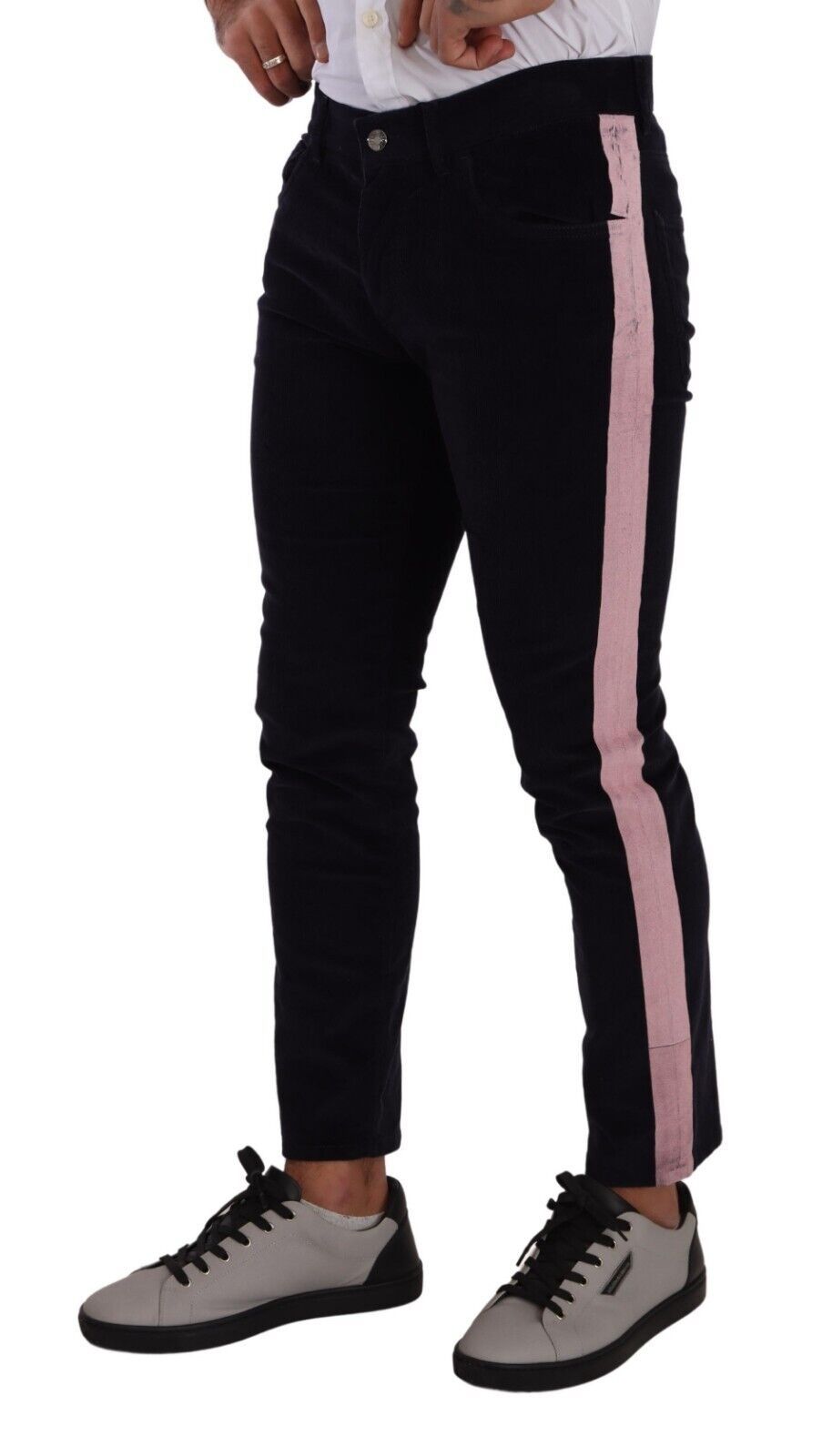 New Dolce & Gabbana Blue Corduroy Cotton Stretch Skinny Jeans