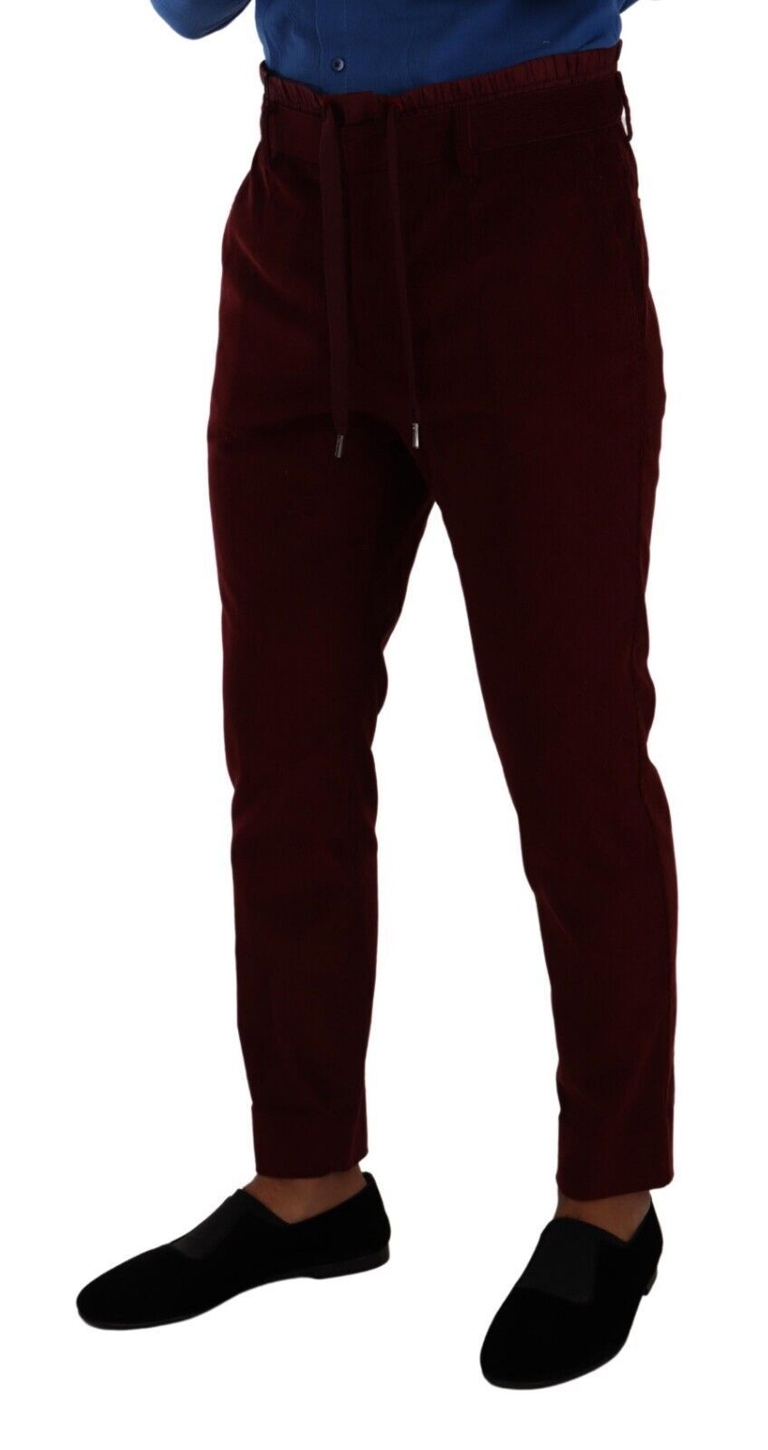 New Dolce & Gabbana Bordeaux Velvet Mens Formal Trouser Dress Pants