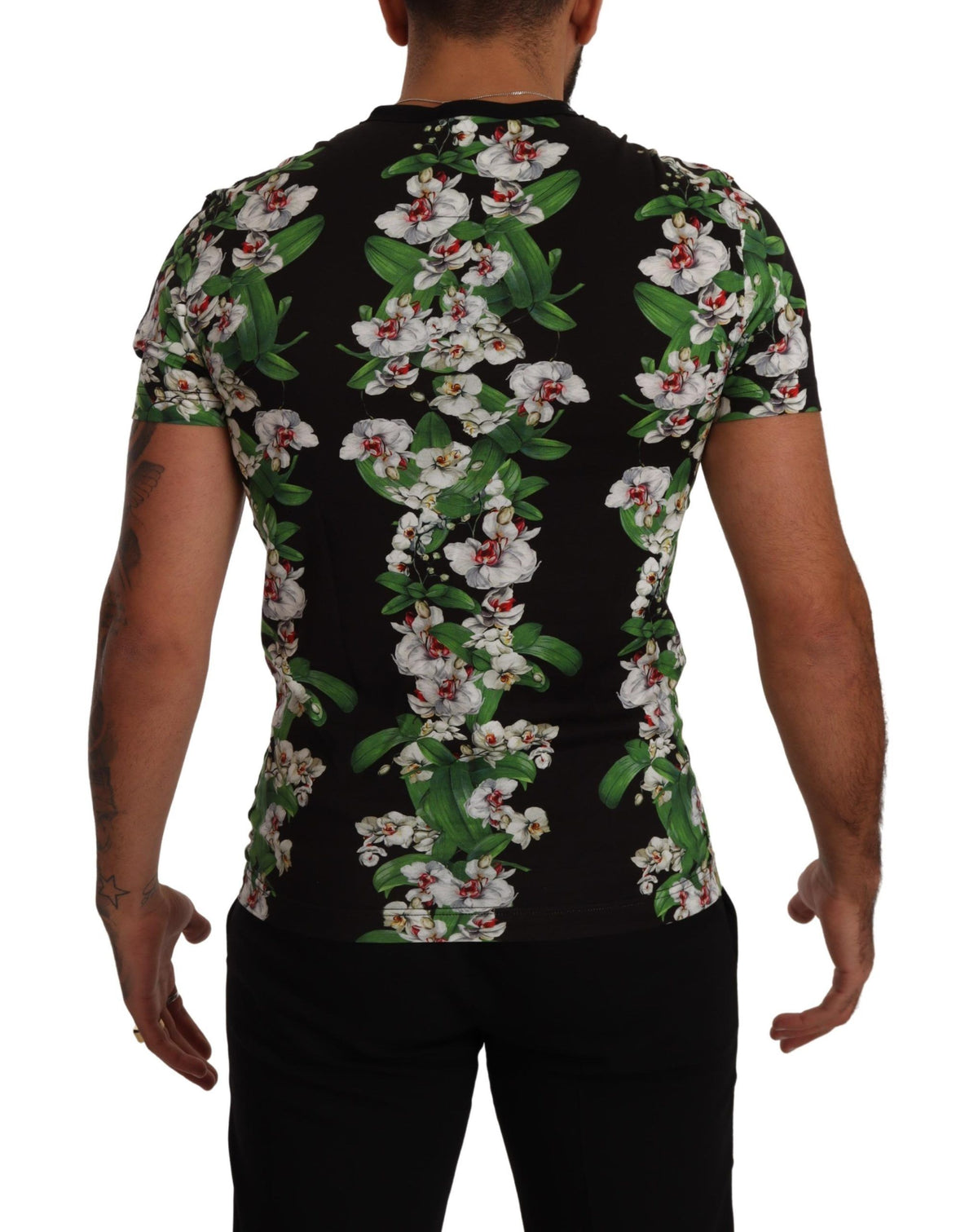New Dolce & Gabbana Black Floral Print Crewneck T-shirt