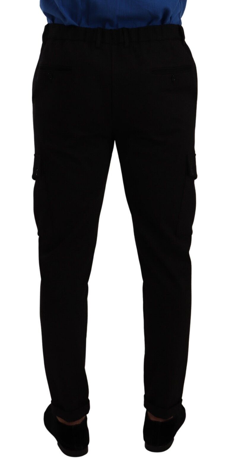 New Dolce & Gabbana Black Viscose Skinny Cargo Trouser Pants