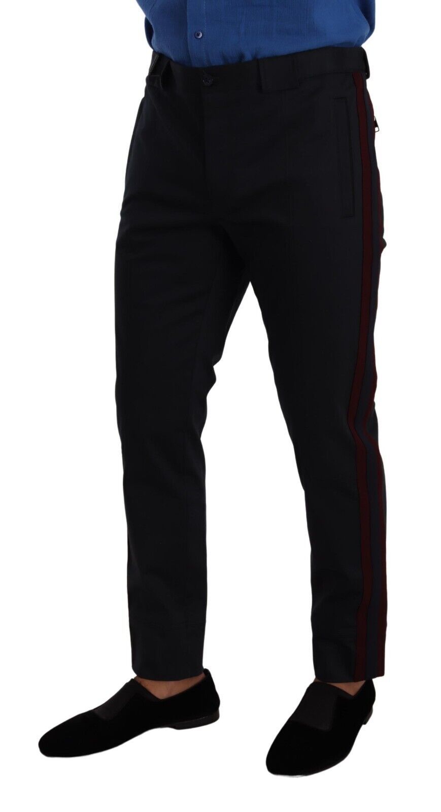 New Dolce & Gabbana Blue Bordeaux Cotton Skinny Chino Pants