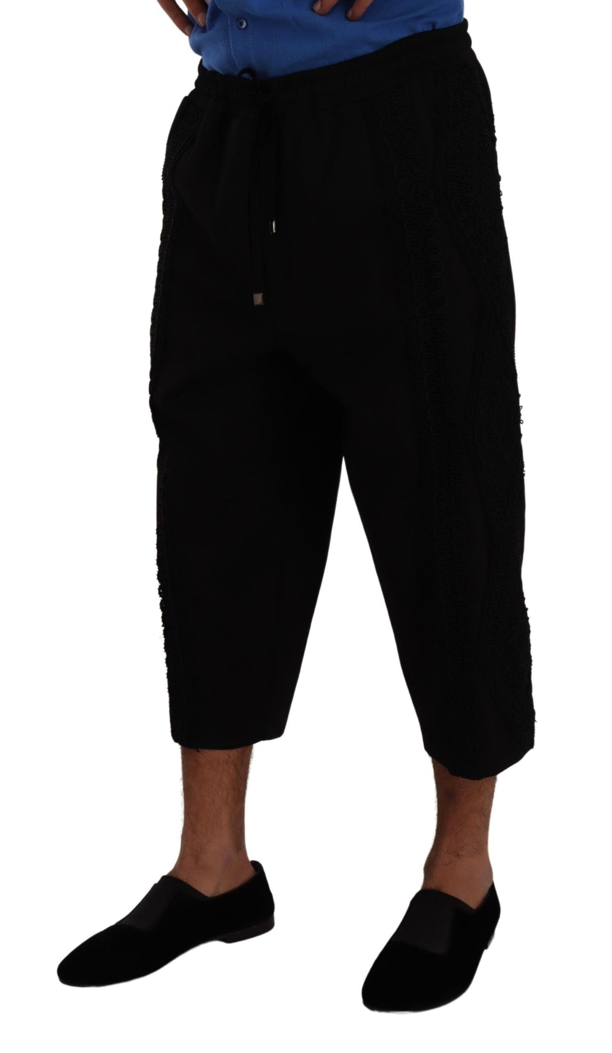 New Dolce & Gabbana Black Cotton Torero Sweatpants Shorts Pants