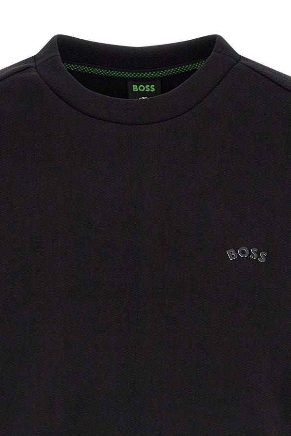 Hugo s Black Cotton Logo Details Sweatshirt