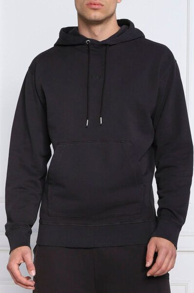 Hugo s Dark Blue Cotton Logo Details Hooded Sweatshirt