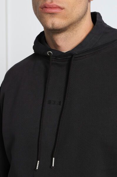 Hugo s Dark Blue Cotton Logo Details Hooded Sweatshirt