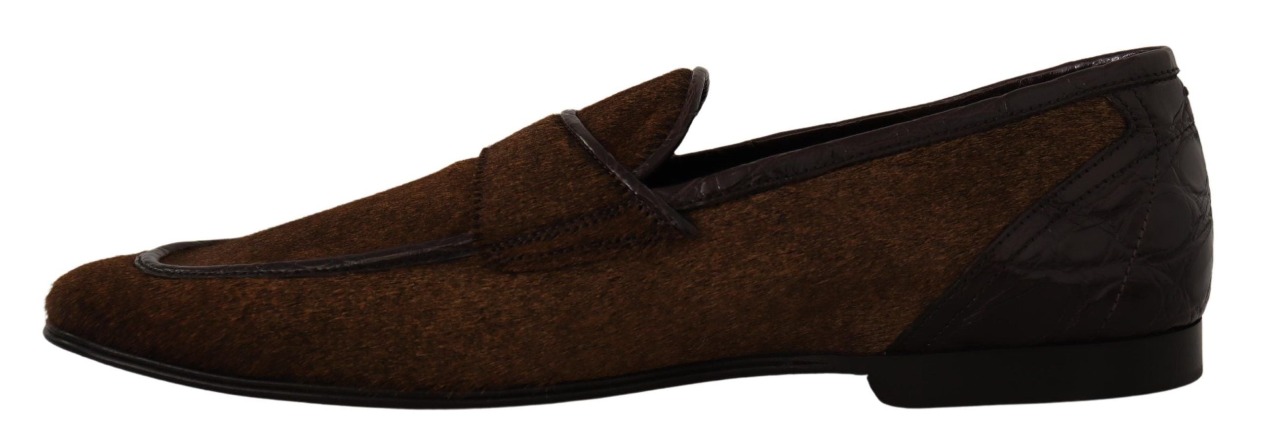 New Dolce & Gabbana Shoes Dress Loafers Brown Leather Slip Shoes
