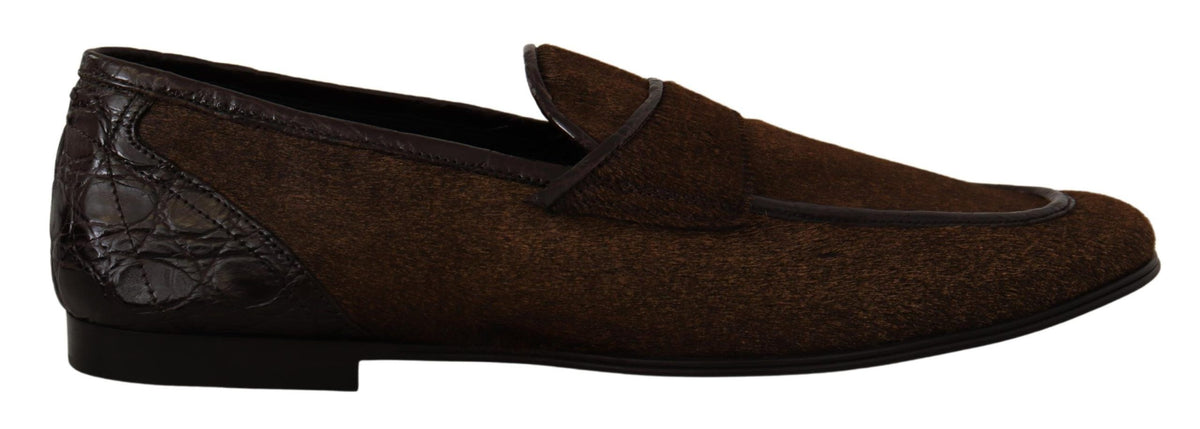 New Dolce & Gabbana Shoes Dress Loafers Brown Leather Slip Shoes