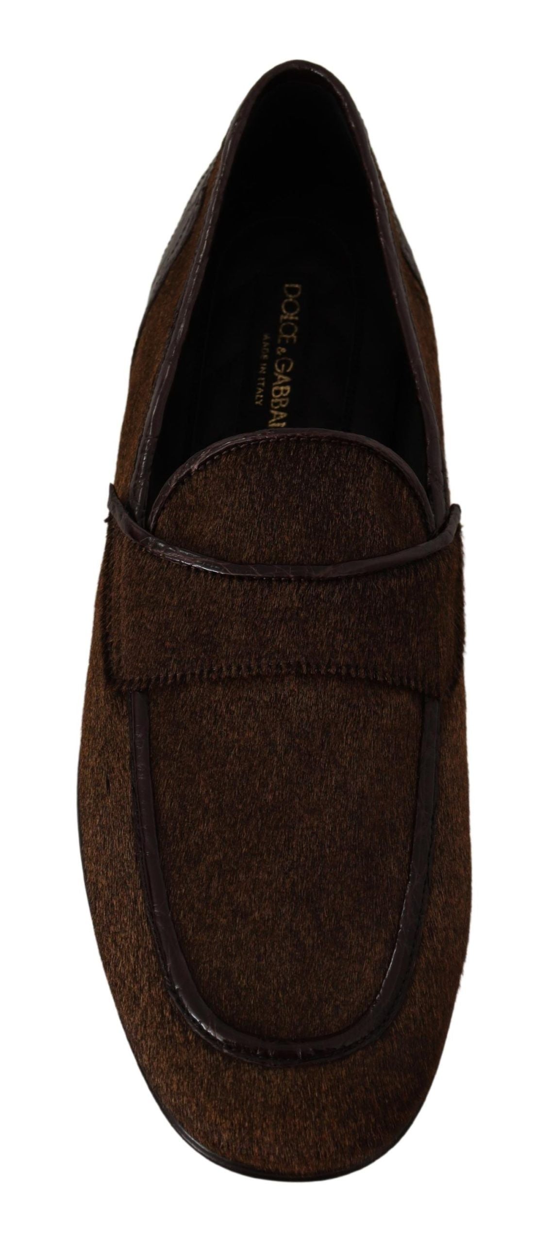 New Dolce & Gabbana Shoes Dress Loafers Brown Leather Slip Shoes