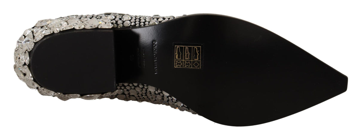 New Dolce & Gabbana Black Suede Strass Crystal Cowgirl Boots