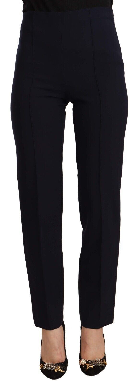 AGLINI Black High Waist Women Straight Pants