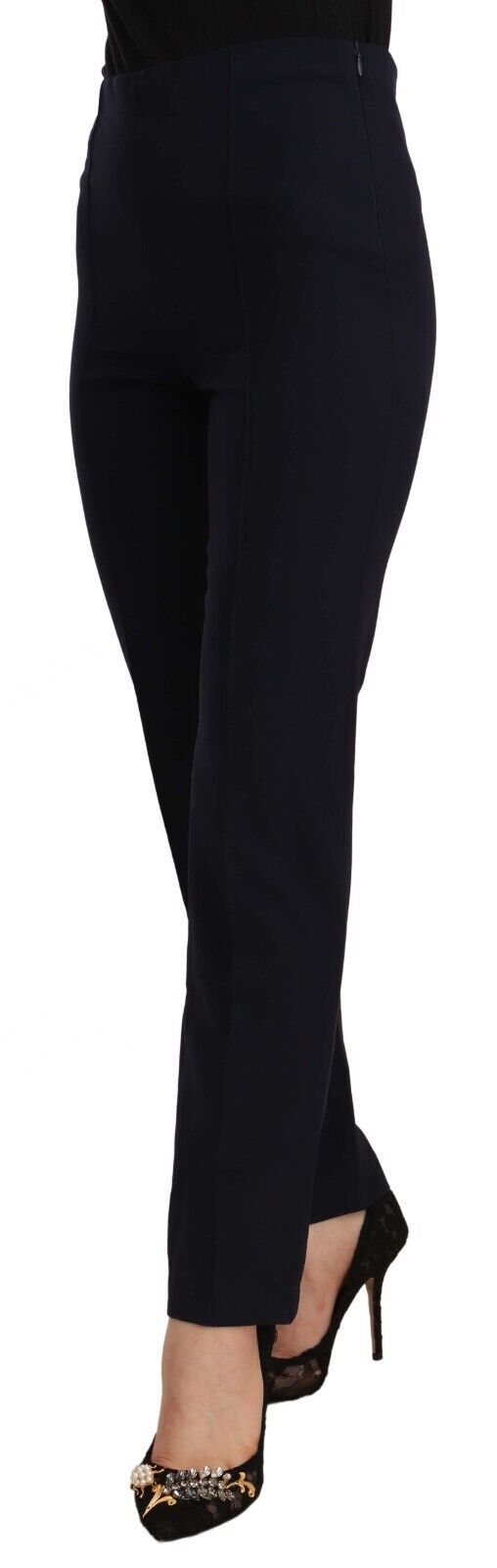 AGLINI Black High Waist Women Straight Pants