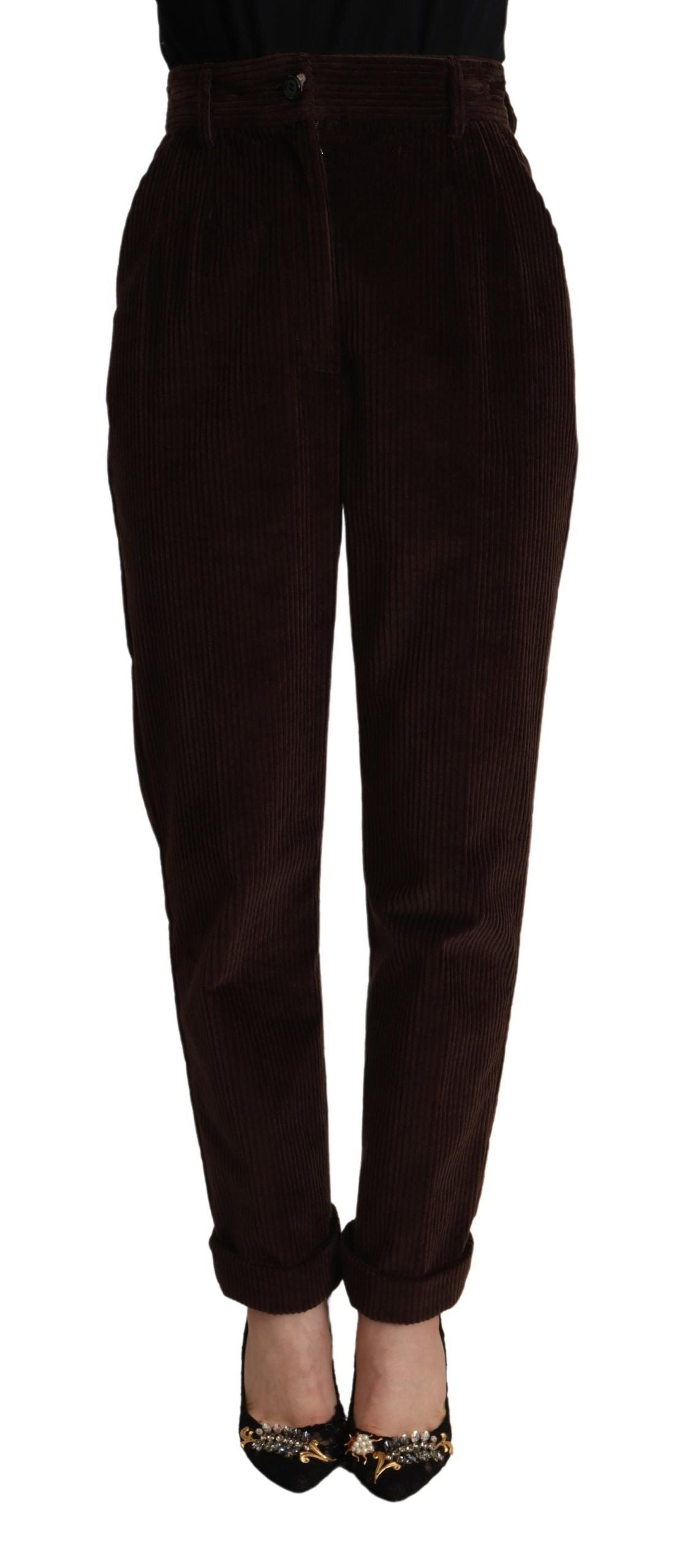 New Dolce & Gabbana Bordeaux Corduroy Cotton Trouser Tapered Pants