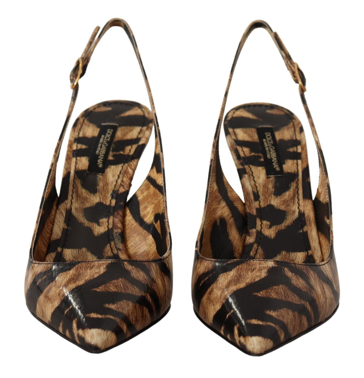 New Dolce & Gabbana Brown Slingbacks Leather Tiger Shoes