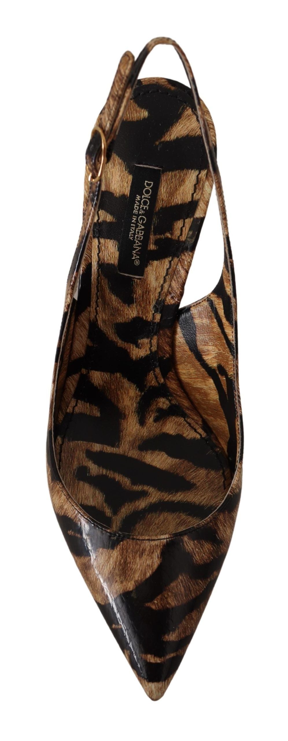 New Dolce & Gabbana Brown Slingbacks Leather Tiger Shoes