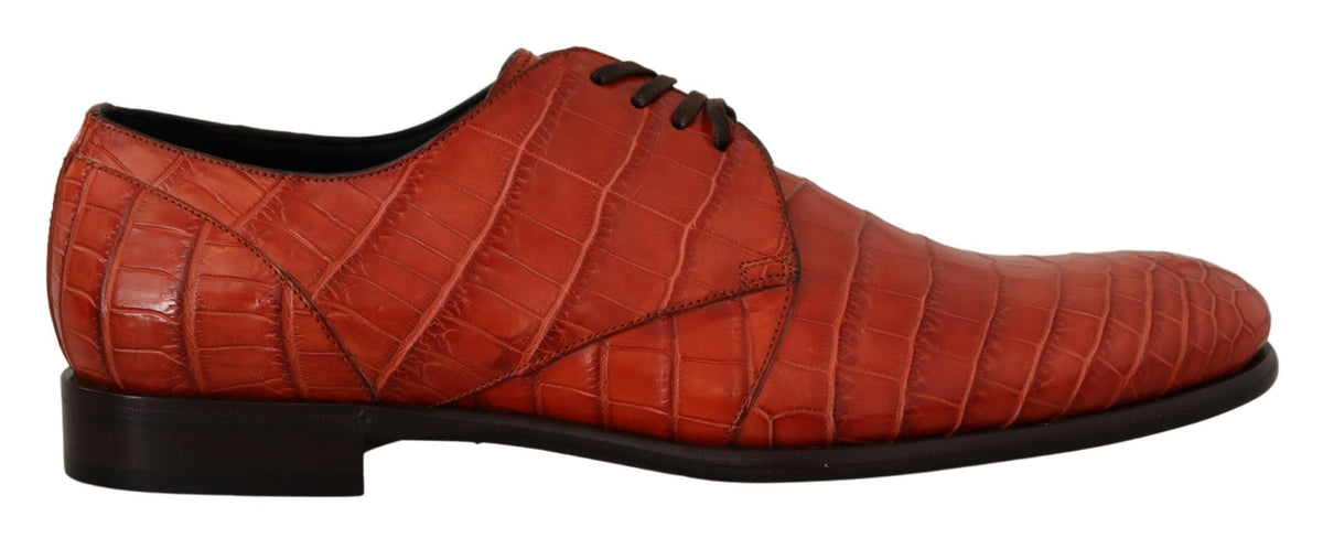 New Dolce & Gabbana Orange Exotic Leather Dress Derby Shoes