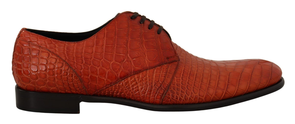 New Dolce & Gabbana Orange Exotic Leather Dress Derby Shoes