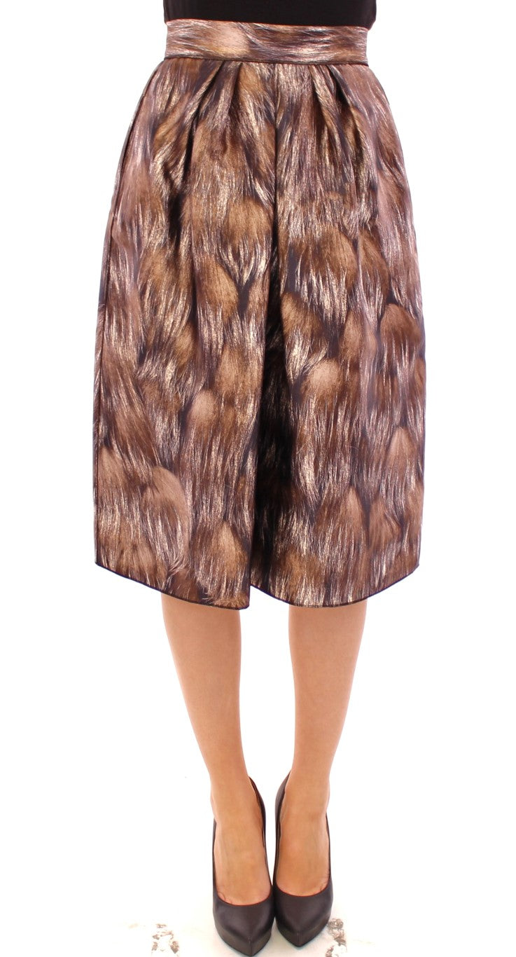 Dolce & Gabbana Brown Floral Silk Straight Full Skirt - PreLoved & Luxe
