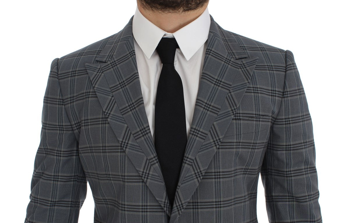 Dolce & Gabbana Blue Checkered Slim Fit Blazer Jacket - PreLoved & Luxe