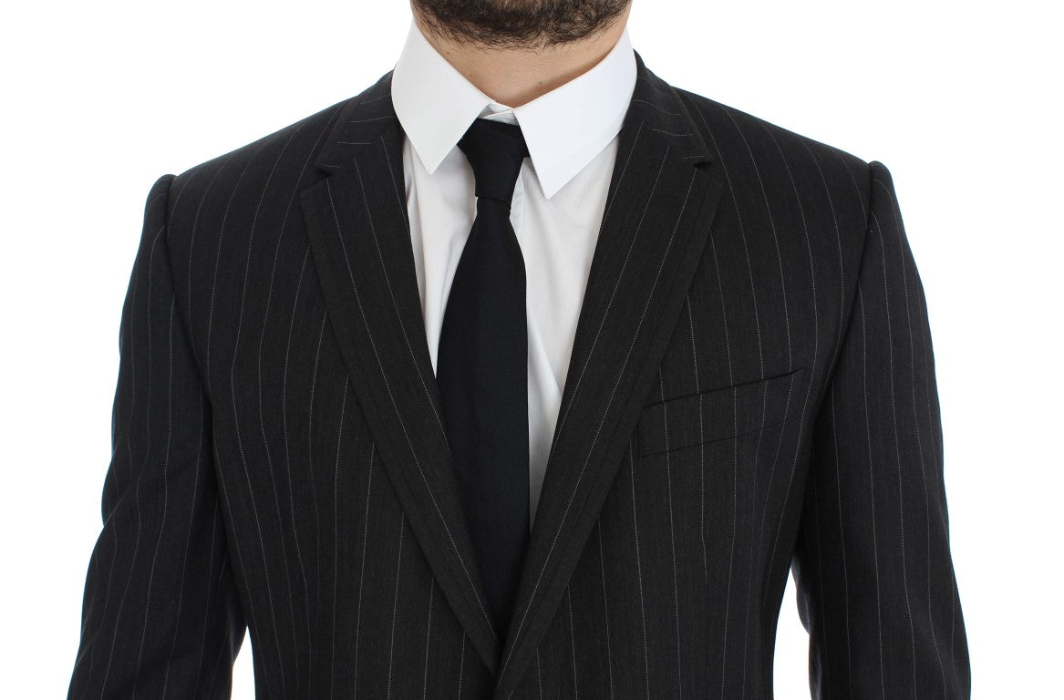 Dolce & Gabbana Gray Striped Slim Fit Wool Blazer - PreLoved & Luxe