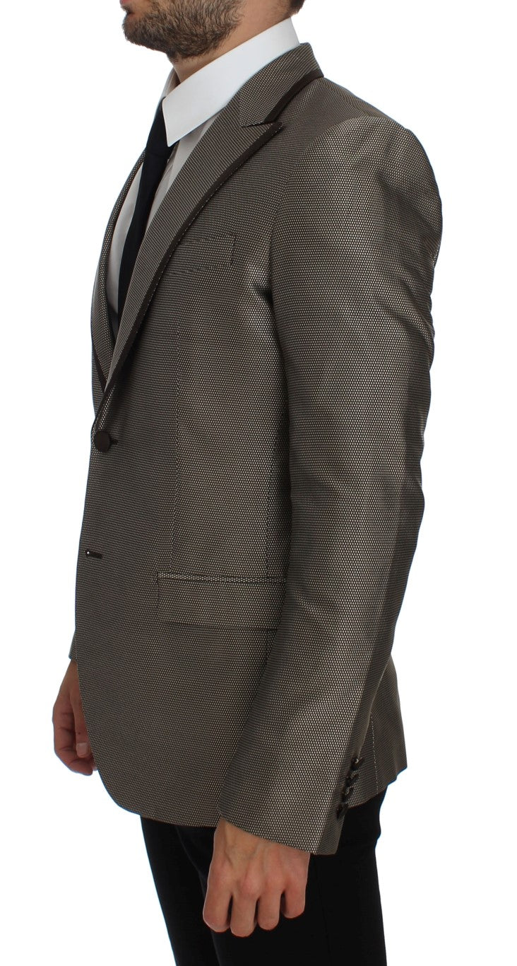 Dolce & Gabbana Brown Slim Fit Silk Two Button Blazer - PreLoved & Luxe