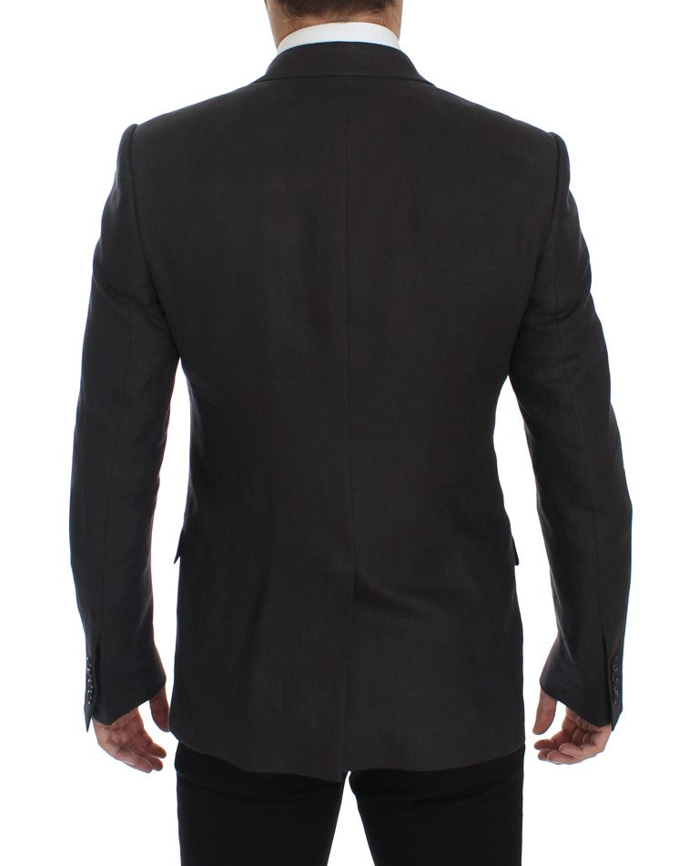 Dolce & Gabbana Gray Slim Fit Linen Blazer Jacket - PreLoved & Luxe