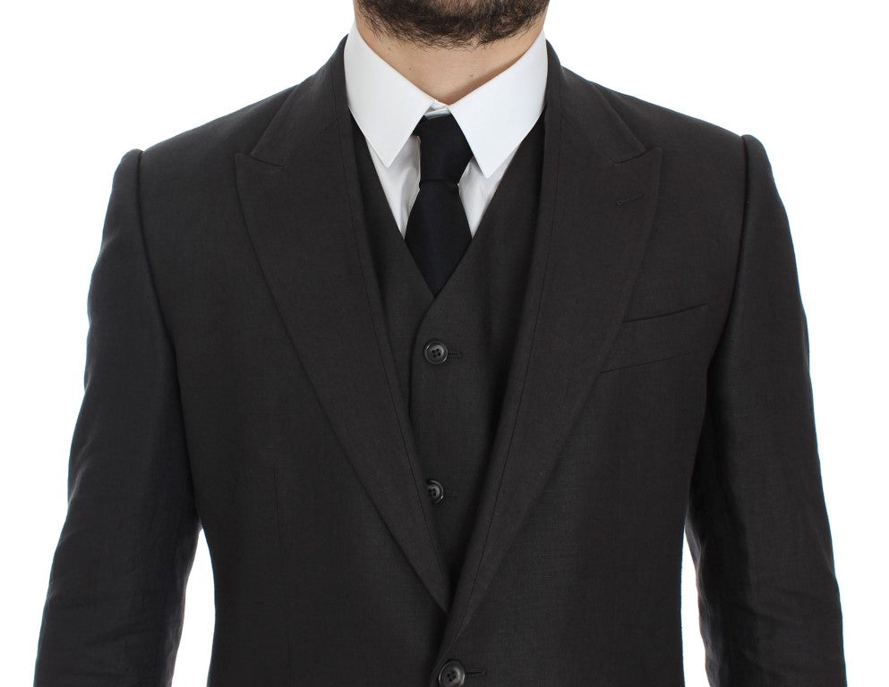 Dolce & Gabbana Gray Slim Fit Linen Blazer Jacket - PreLoved & Luxe