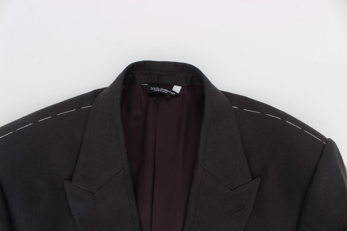 Dolce & Gabbana Gray Slim Fit Linen Blazer Jacket - PreLoved & Luxe