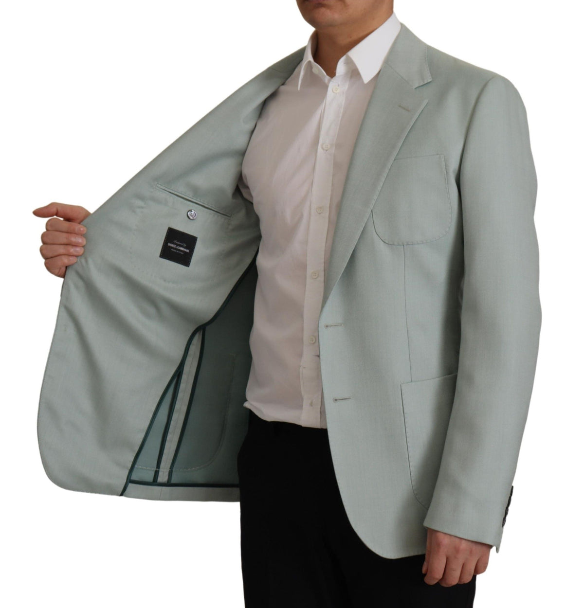 New Dolce & Gabbana Light Green Cashmere Silk Blazer