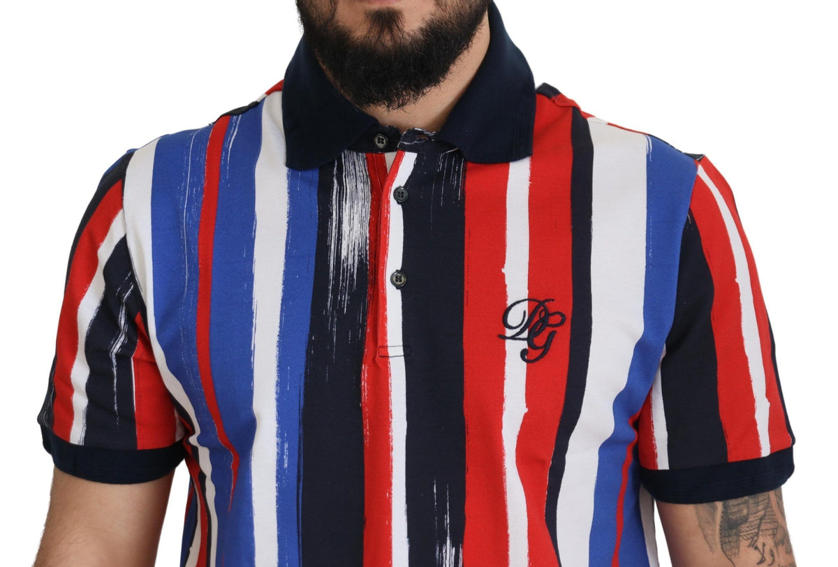 New Dolce & Gabbana Multicolor Cotton Polo Top T-shirt
