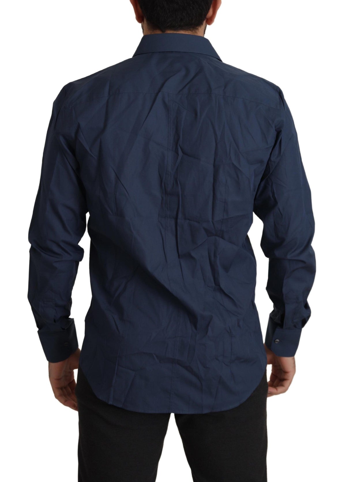 New Dolce & Gabbana Blue Cotton MARTINI Slim Fit Dress Shirt