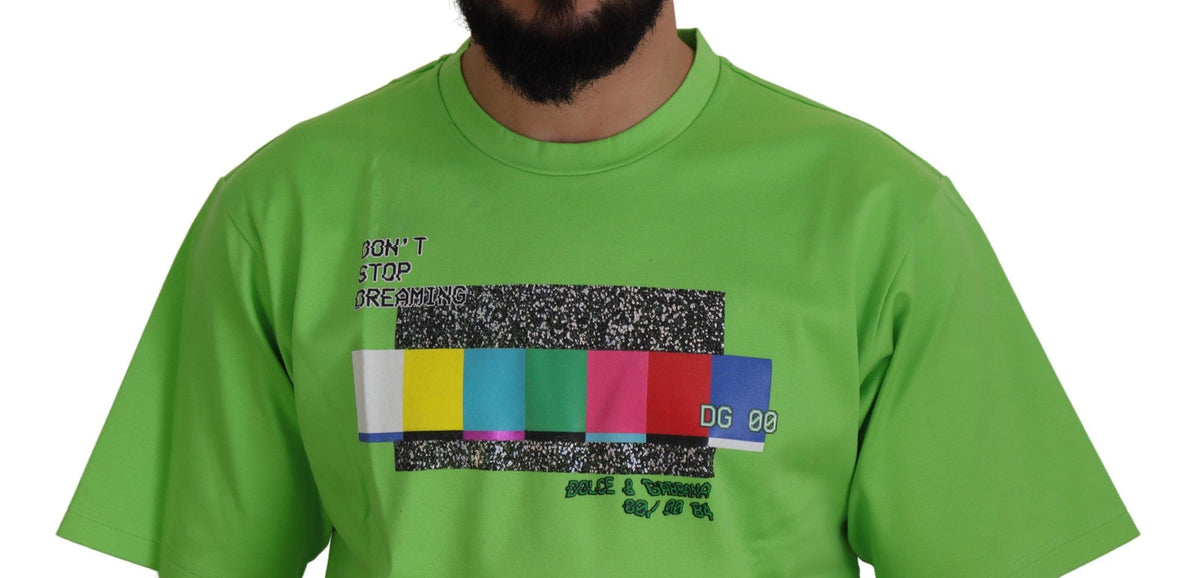 New Dolce & Gabbana Green Cotton DG CHANNEL Top T-shirt