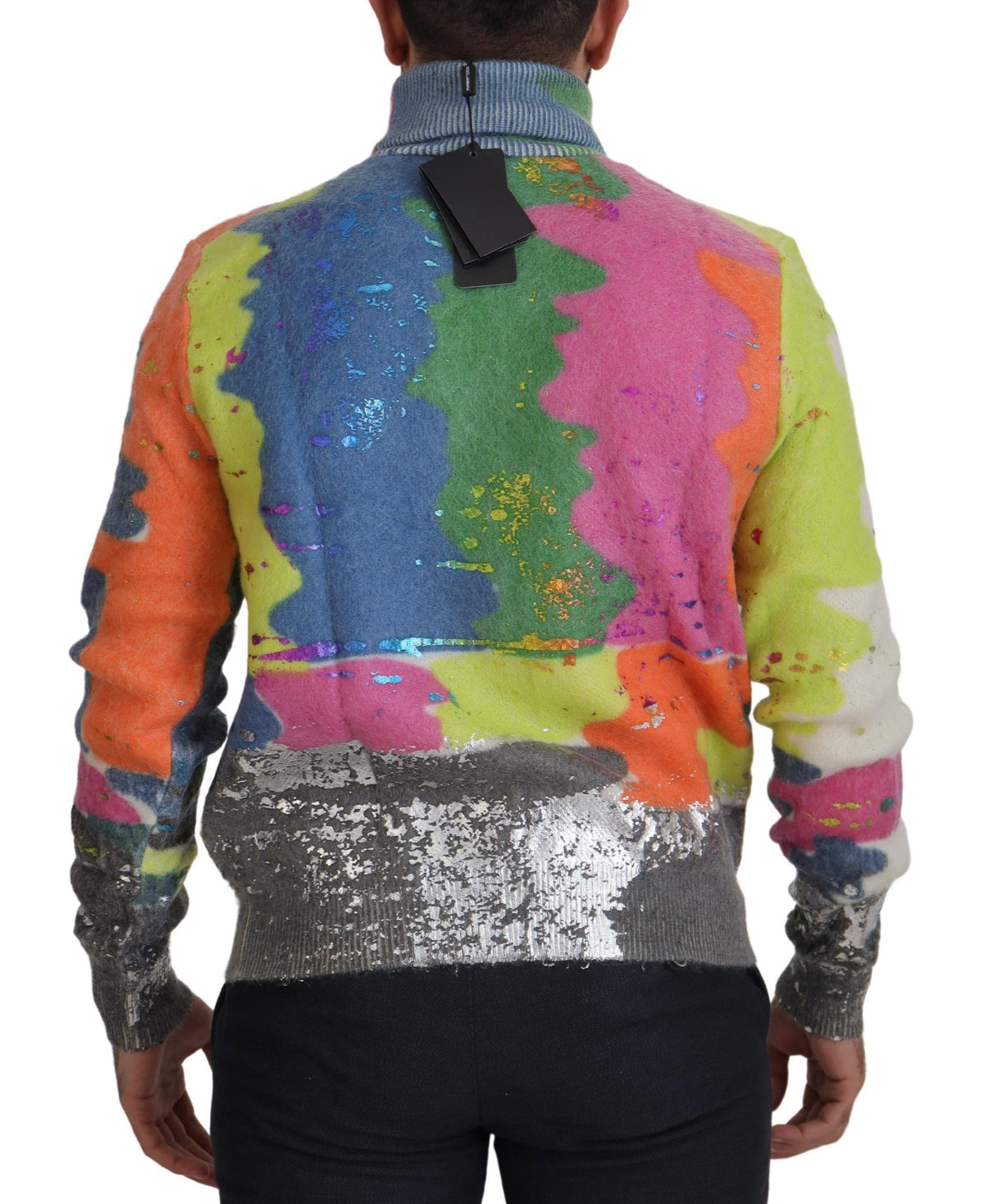 New Dolce & Gabbana Multicolor Turtleneck Pullover Mohair Sweater
