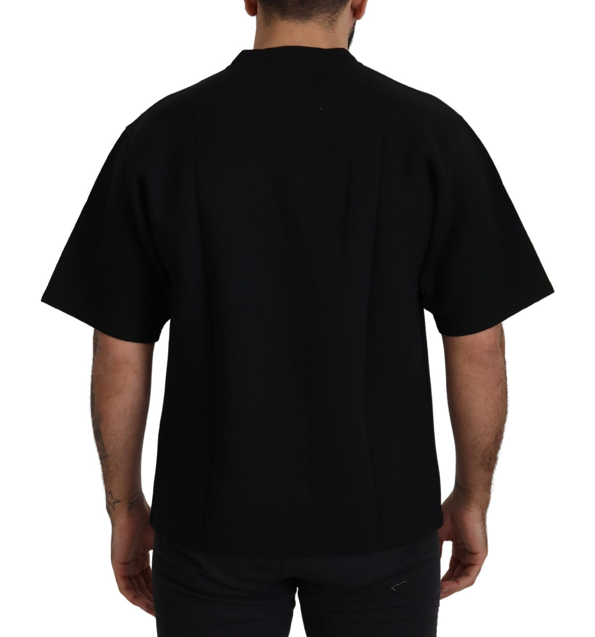 New Dolce & Gabbana Black Logo Cotton Crewneck T-shirt