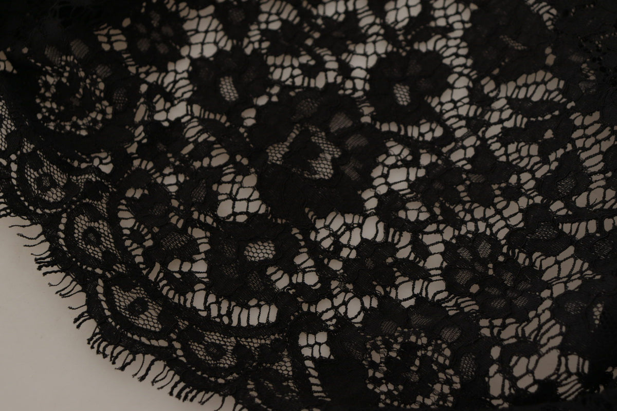 New Dolce & Gabbana Black Floral Lace Pullover Sicily Blouse