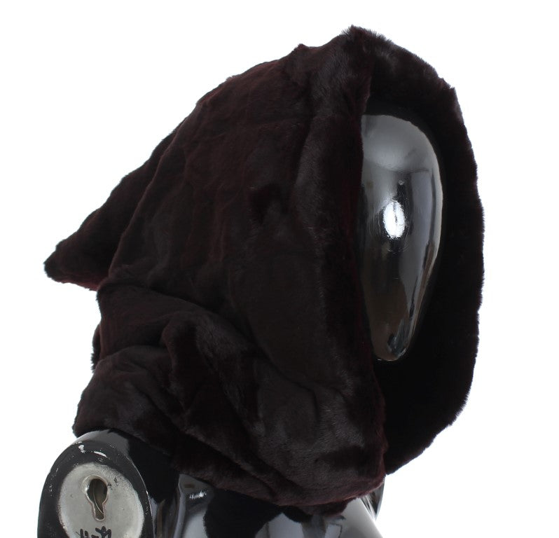 New Dolce & Gabbana Purple Weasel Fur Crochet Hood Scarf Hat
