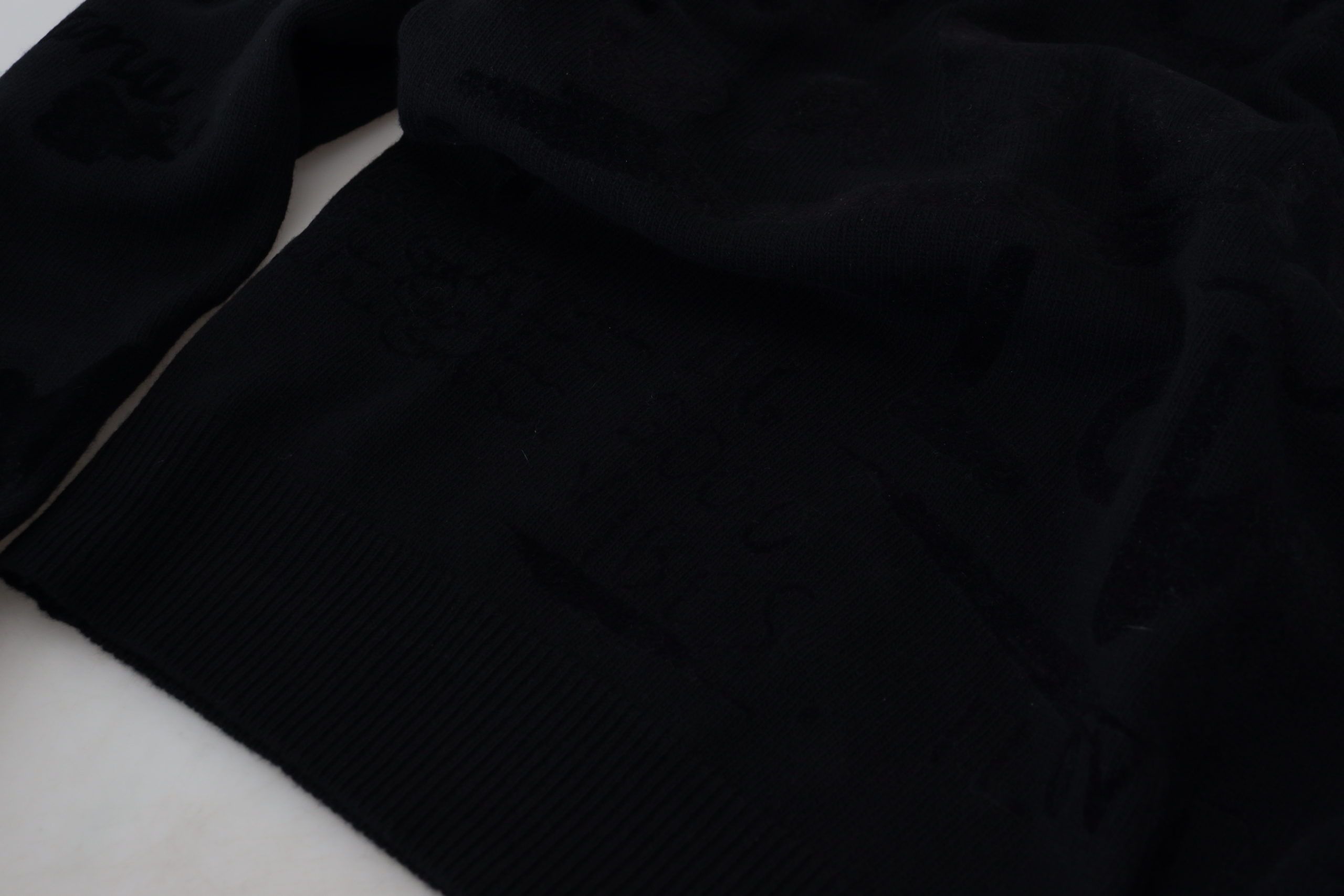 New Dolce & Gabbana Black Wool Logo Pattern Crewneck Pullover Sweater