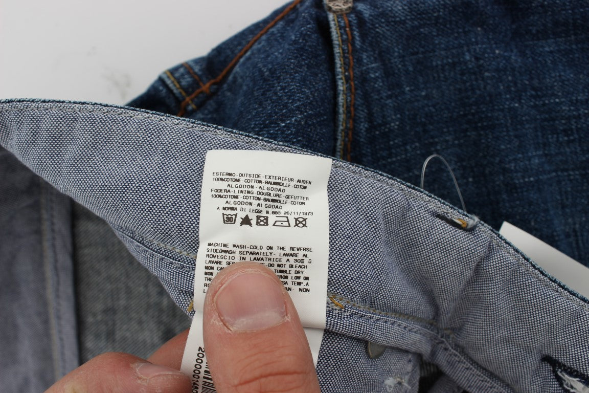 Acht Blue Wash Cotton Baggy Loose Fit Jeans