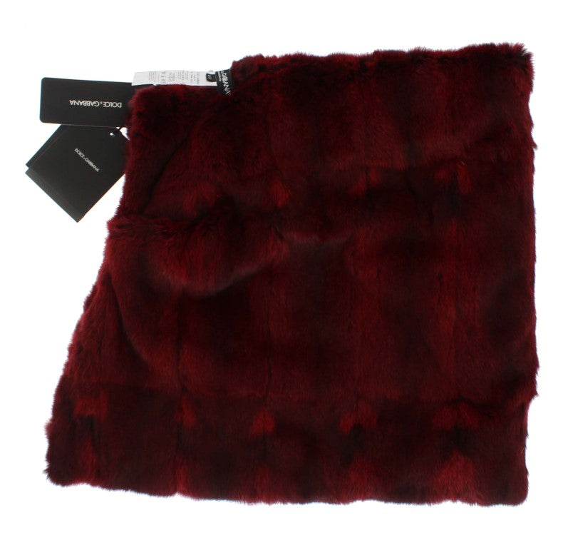 Dolce & Gabbana Bordeaux Hamster Fur Crochet Hood Scarf Hat - PreLoved & Luxe