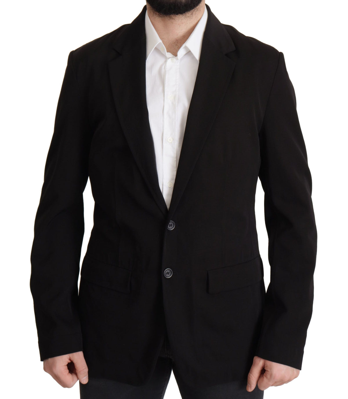 New Dolce & Gabbana Black Wool Single Breasted Coat Blazer