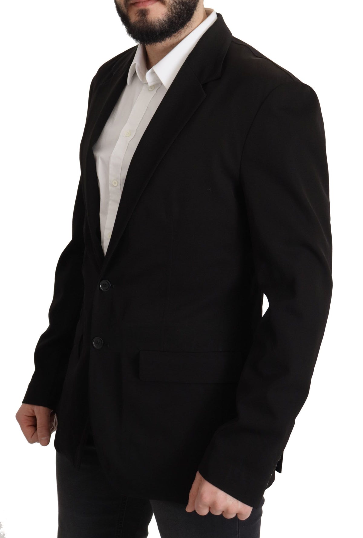 New Dolce & Gabbana Black Wool Single Breasted Coat Blazer