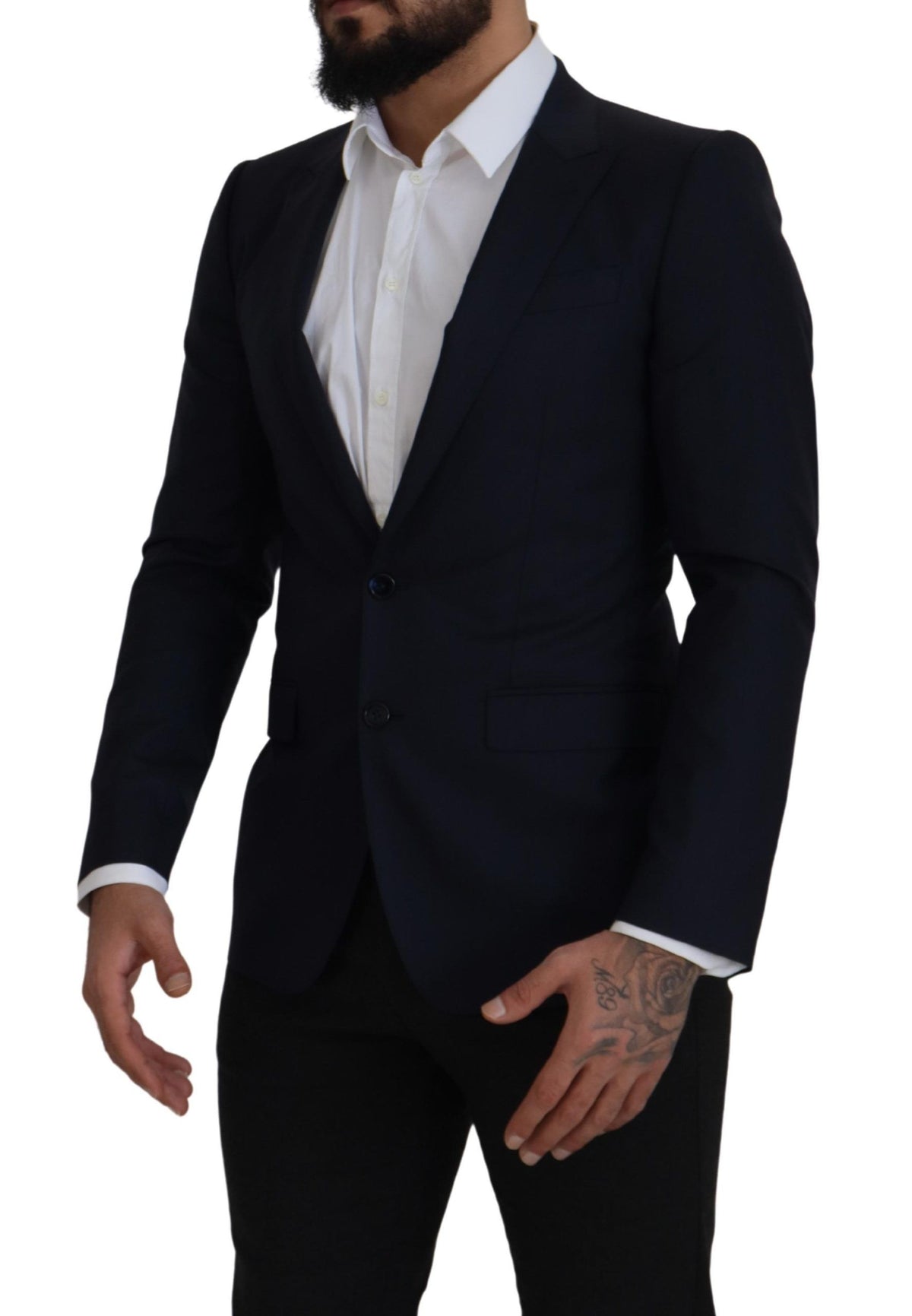 New Dolce & Gabbana Blue Wool Single Breasted Coat Blazer
