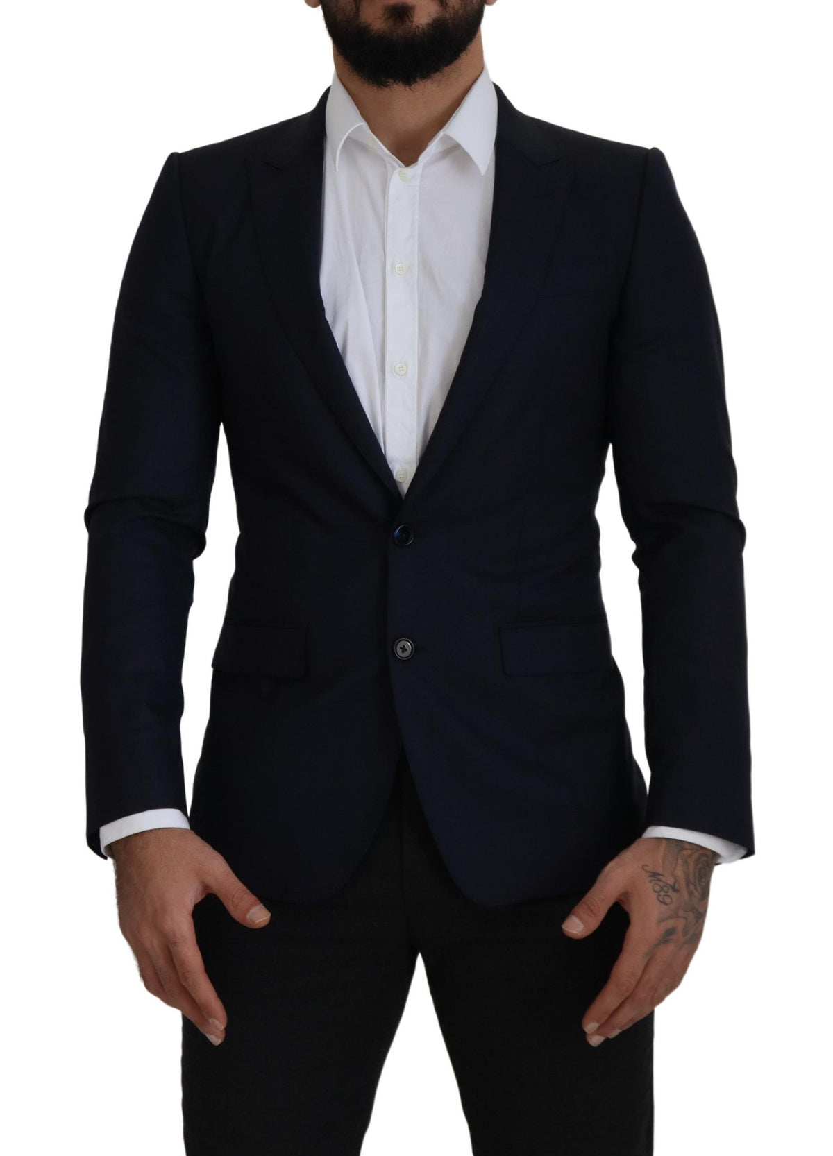 New Dolce & Gabbana Blue Wool Single Breasted Coat Blazer