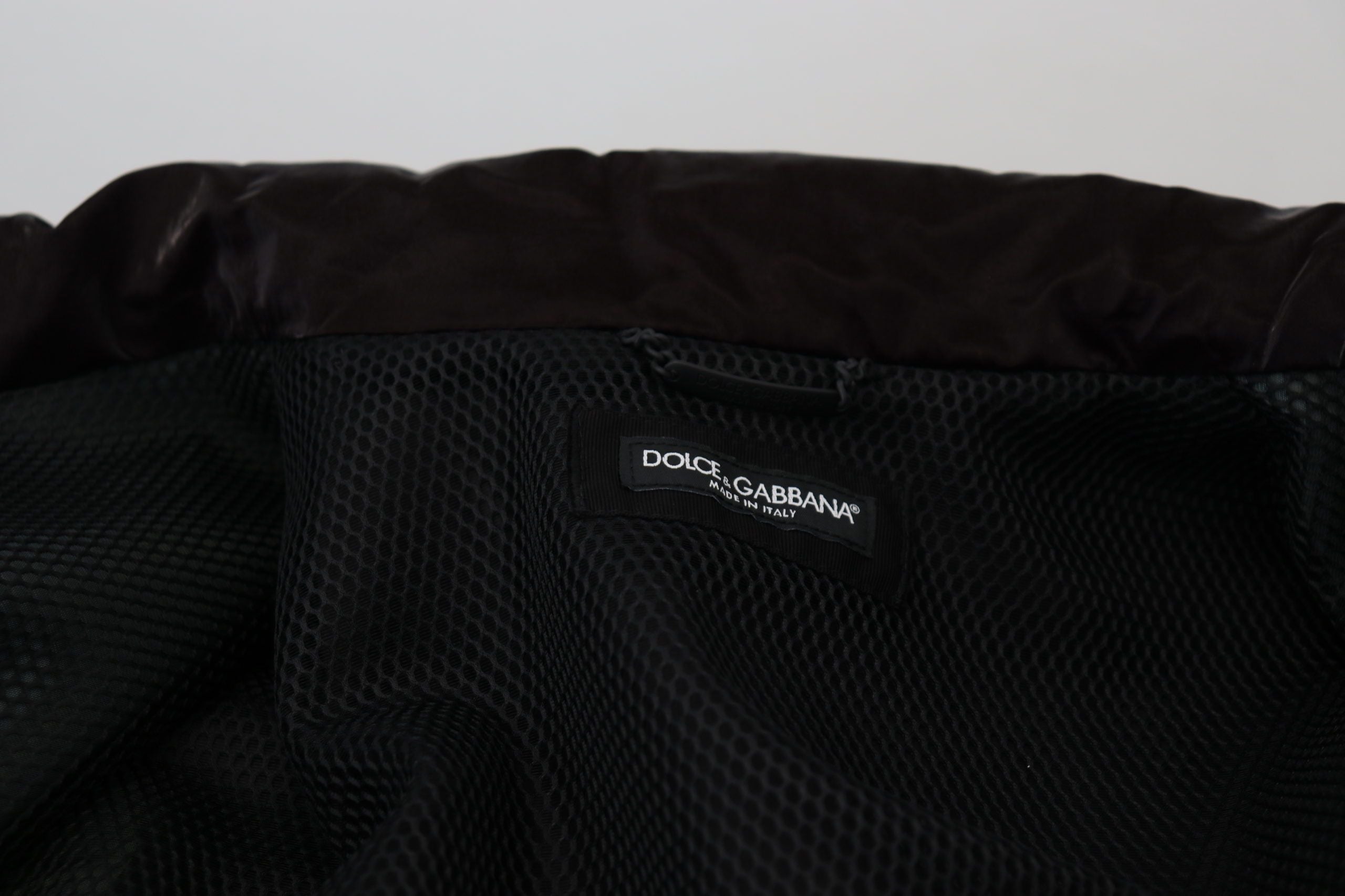 Dolce & Gabbana Bordeaux Nylon Collared Men Coat Jacket
