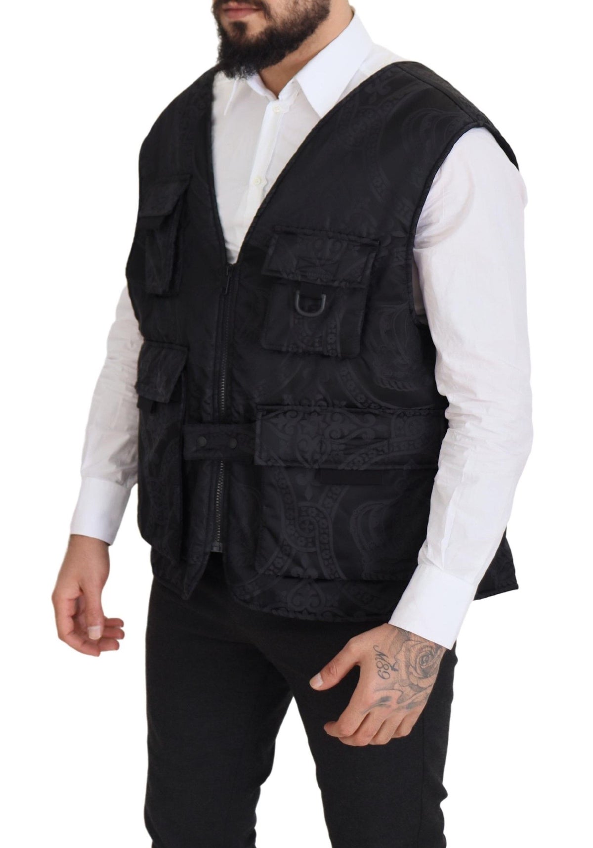 New Dolce & Gabbana Black Nylon Full Zip Sleeveless Jacket