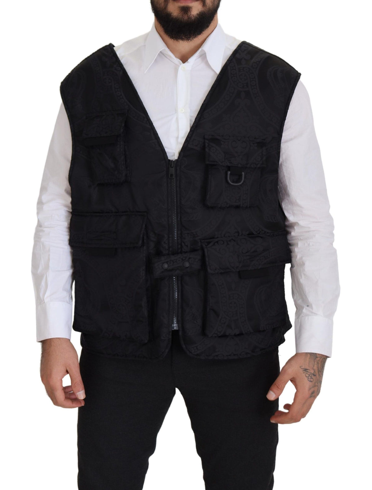New Dolce & Gabbana Black Nylon Full Zip Sleeveless Jacket