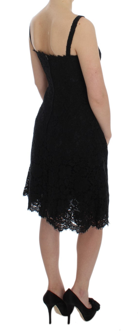 Dolce & Gabbana Black Floral Lace Shift Knee Length Dress - PreLoved & Luxe