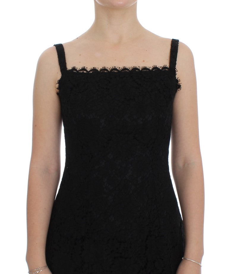 Dolce & Gabbana Black Floral Lace Shift Knee Length Dress - PreLoved & Luxe